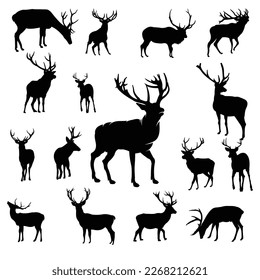 deer silhouette vector set illustration