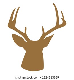 Deer Silhouette Vector - Stag or Buck Illustration for Christmas - Hunting Animal Icon Badge Design - Wildlife Animal with Antlers