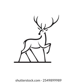 Estilo del Vector de la silueta del ciervo con el fondo blanco