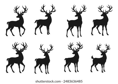 Deer silhouette vector with white background