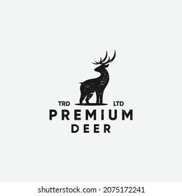 Deer silhouette vintage logo design