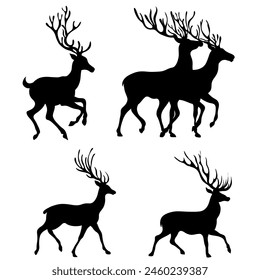 Deer silhouettes art different types 