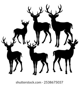 Deer Silhouettes Collection – Wildlife and Nature Animal Icons