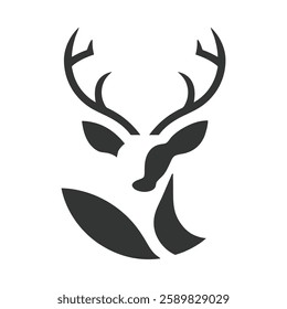 Deer silhouettes in flat style isolated on white background. Deer head vector illustration business deer logo icon design. black and white deer head brand logo in vector format simple icon