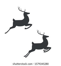 deer silhouettes jumping in black and white