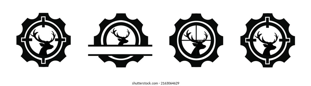 Deer Silhouettes set Vector graphics in a flat style on a transparent background for web sites
