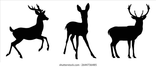 deer Silhouettes Vector icon  Set