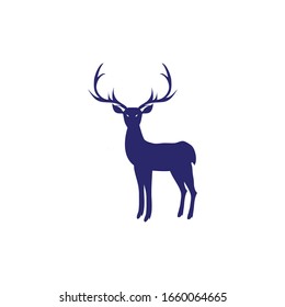 deer sillhouette vector illustration in dark blue color.animals logo design.deer icon