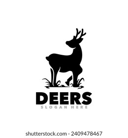 Deer simple design silhouette logo template