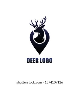 Deer simple logo icon design  vector. with location logo.
