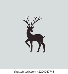 Deer simple silhouette vector illustration. Deer drawing for new year, winter and wildlife designs.