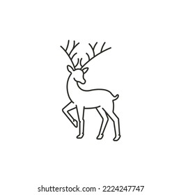 Ilustración vectorial de silueta simple de ciervo. Dibujo de ciervos para año nuevo, invierno y diseños de vida salvaje.