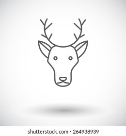 Deer. Single flat icon on white background. Vector illustration.