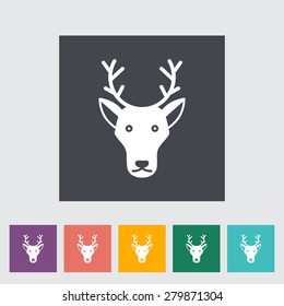 Deer. Single flat icon on the button. Vector illustration.