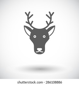 Deer. Single flat icon on white background. Vector illustration.