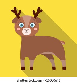 Deer, single icon in flat style.Deer vector symbol stock illustration web.