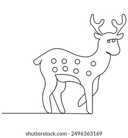 Arte de una sola línea de ciervos, dibujo continuo de una línea de Arte vectorial de contorno aislado
