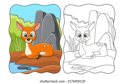 the deer is sitting coloring page vector
