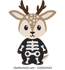 Deer in Skeleton Costume - Cute woodland deer wearing skeleton costume