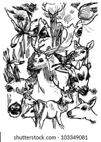 Deer sketch in vector