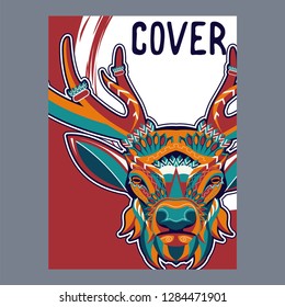 deer sketch vector graphics color head with horns - Vector