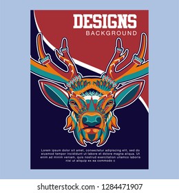 deer sketch vector graphics color head with horns - Vector