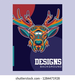 deer sketch vector graphics color head with horns - Vector