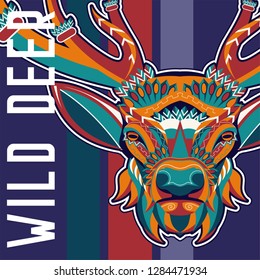 deer sketch vector graphics color head with horns - Vector
