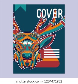 deer sketch vector graphics color head with horns - Vector