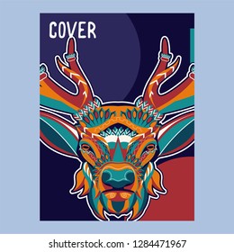 deer sketch vector graphics color head with horns - Vector