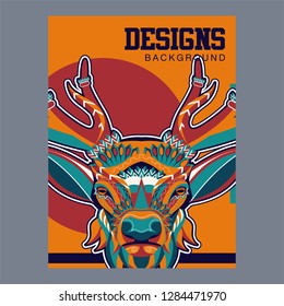 deer sketch vector graphics color head with horns - Vector