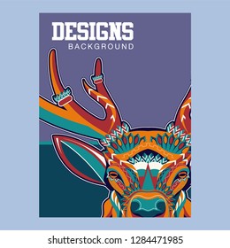 deer sketch vector graphics color head with horns - Vector