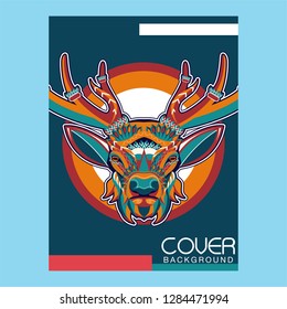 deer sketch vector graphics color head with horns - Vector