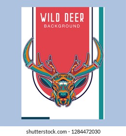 deer sketch vector graphics color head with horns - Vector