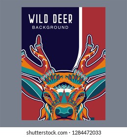deer sketch vector graphics color head with horns - Vector