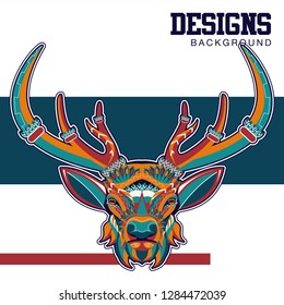 deer sketch vector graphics color head with horns - Vector