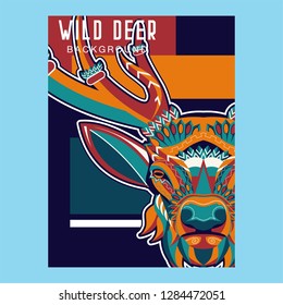 deer sketch vector graphics color head with horns - Vector