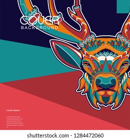 deer sketch vector graphics color head with horns - Vector