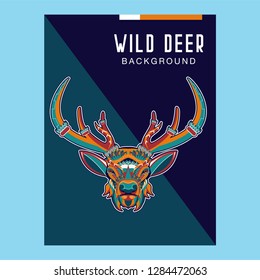 deer sketch vector graphics color head with horns - Vector