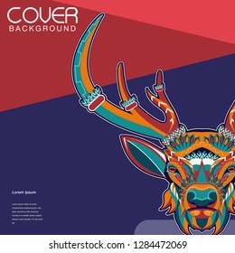 deer sketch vector graphics color head with horns - Vector