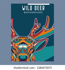 deer sketch vector graphics color head with horns - Vector