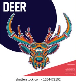deer sketch vector graphics color head with horns - Vector