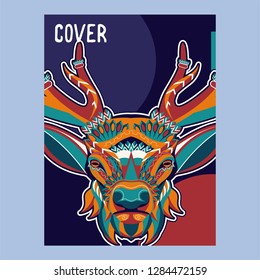 deer sketch vector graphics color head with horns - Vector
