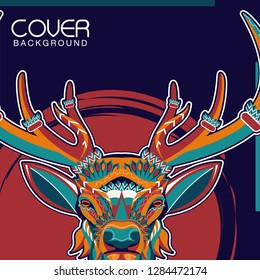 deer sketch vector graphics color head with horns - Vector