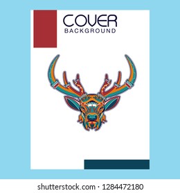 deer sketch vector graphics color head with horns - Vector