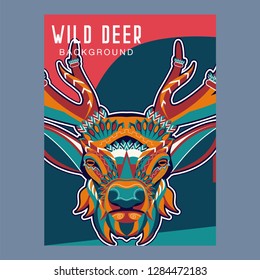deer sketch vector graphics color head with horns - Vector