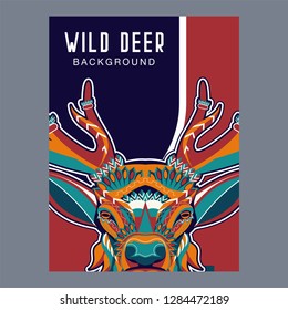 deer sketch vector graphics color head with horns - Vector