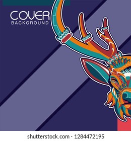deer sketch vector graphics color head with horns - Vector