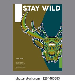 deer sketch vector graphics color head with horns - Vector
