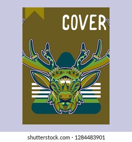 deer sketch vector graphics color head with horns - Vector